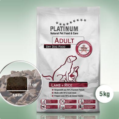 Platinum Adult Lamb and Rice - Ягненок с рисом для собак всех пород, 5 кг