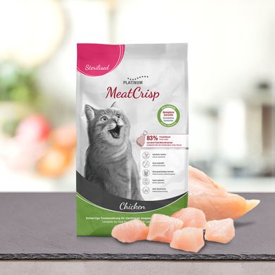 Platinum MeatCrisp Sterilised Chicken - Корм с курицей для стерилизованных/кастрированных кошек/котов, 0,4 кг