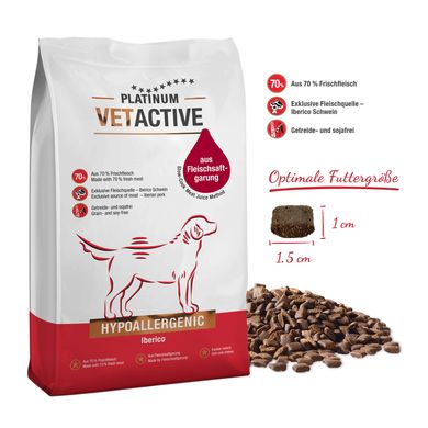 Platinum VET ACTIVE Hypoallergenic - Гипоаллергенный корм для собак при пищевой аллергии/непереносимости, 1,5 кг